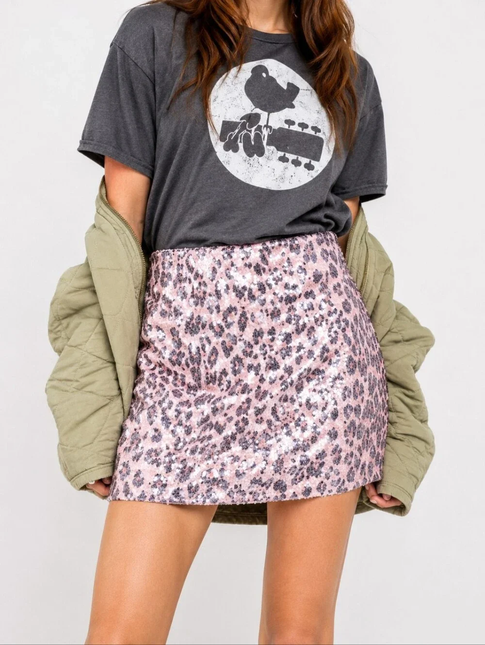 Free People Skinny Sequin Mini Skirt.